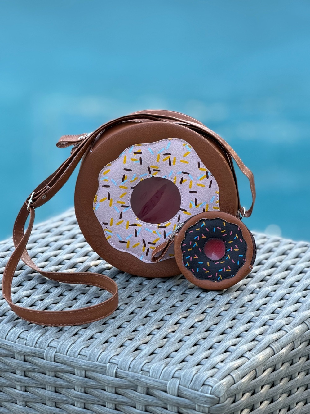 Brown Donut Crossbody Bag with Coin Pouch